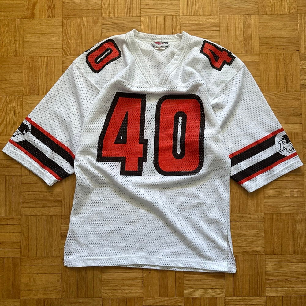 Vintage BC Lions CF Football Mesh Jersey Size Medium Made in Canada Ravens Knit
